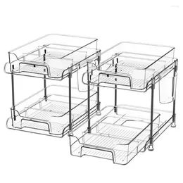 Kitchen Storage Rack Multi-purpose Transparent Plastic With Slide-out Organiser For Bathroom