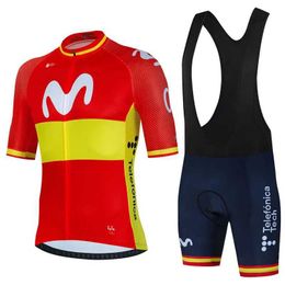 Fans Tops Tees Movistar 2024 Bicycle Jersey Set Summer Spanish MTB Clothing Uniform Maillot Rope Ciclismo Mens Hombre Q240511