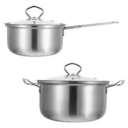 Double Boilers 2 Pcs Soup Pot Two Piece Set Baby Food Supplement Milk Noodle Stainless Steel Kitchen Cookware Cooking Pan Instant