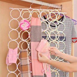 Hooks 9/12/16/28 Hole Ring Rope Shawl Multi Display Scarf Belt Tie Slots Holder Clothes Storage Hanger Organizer Rack Foldable