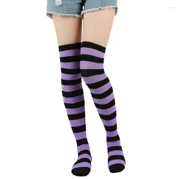 Women Socks 1 Pair (Random Mixed Hair) Fashion Trendy Color Stripe Stockings Suitable For Party Wear
