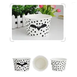 Disposable Cups Straws 5Pcs Cartoon Paper Bowls Black Tableware For Party