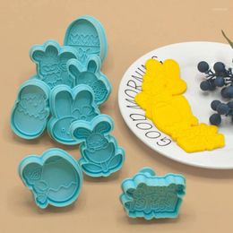Baking Moulds 4Pcs Cookies Cutters Egg Dough Stamp Plastic 3D Cartoon Pressable Biscuit Mould Easter Kitchen Pastry Bakeware