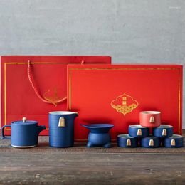 Teaware Sets High-end Ceramic Tea Set Gift Box Depicting Jin Xiqing Red Pot Of Six Cups Cup 6