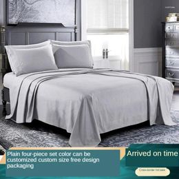 Bedding Sets Bedroom Four-piece Bed Linen Set European Thick Warmth Plain Cotton Quilt Cover Fashionable Simple Family El