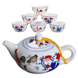 Dinnerware Sets Doucai Chicken Cup Ceramic Teacups Brewing Tea Kettle Desktop Ceramics Stovetop