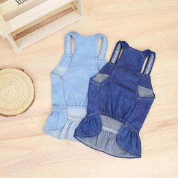 Dog Apparel Fine Workmanship Soft Texture Decorative Cartoon Pattern Pet Puppy Denim Sling Dress Supplies