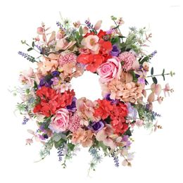 Decorative Flowers Artificial Hydrangea Door Wreath Colorful Floral For Front Living Room Wall Garden Wedding Festival Decor