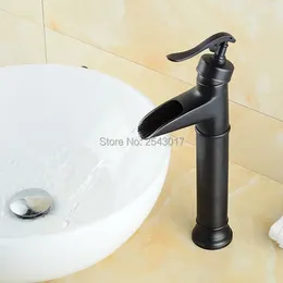 Bathroom Sink Faucets European Style Luxury Basin Faucet Waterfall And Cold Mixer Copper Bronze Deck Mounted ZR296