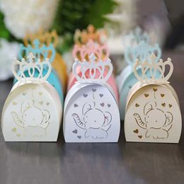 Gift Wrap 50 pieces of laser cut elephant crown candy box lace chocolate childrens day gift packaging birthday party decorationQ240511