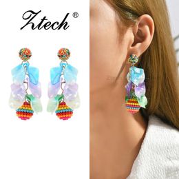 Dangle Earrings Romantic Sweet Colourful Petals Decor Drop For Women Fashion Luxury Handmade Beaded Elegant Jewellery Accessories