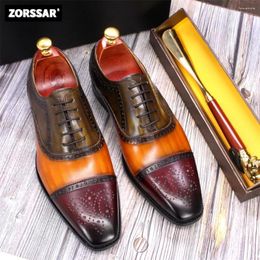 Dress Shoes Luxury Men's Brogue Men SUIT Casual Formal Business Leather Brown Wedding Italian Banquet Shoe