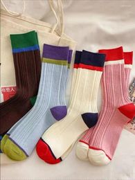 Shoe Parts Long Socks Medium Thick Type Plain Pink Brown Turquoise Twins Coloured Cotton Socking Suit Girls Women Teenager