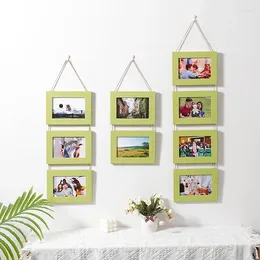 Frames 1pc Green 4/3/2 Linked Hanging Picture Frame Collage For Wall Decoration Casual Multi-frame Country Farmhouse