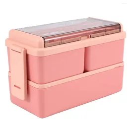 Dinnerware Bento Box Kit 47.35OZ Adult Lunch 3 Compartments Meal Prep Containers For Adults Pink
