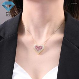 Pendant Necklaces Personalized Trendy Heart-shaped Brass Gold-plated 5A Zircon Necklace Clavicle Chain Love