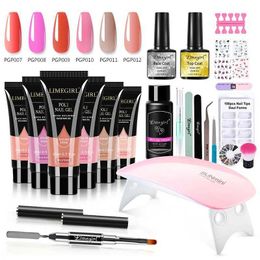 Nail Art Kits Acrylic Manicure Set Poly UV Gel Extension Nail Kit Nails Complete Kit Gel For Extension Semi Permanent Poly Gels Kit Nail Tools T240510