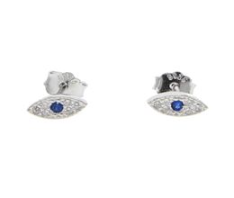 Whole cute evil eye stud earring for girl women 925 sterling silver sweet design tiny small stud eye paved white blue cz5680936