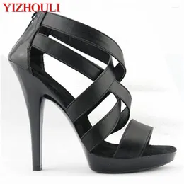 Dance Shoes Sexy High-heeled 13 Cm Matte Black Sandals Model Nightclub Female Pole Dancing