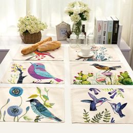 Table Mats 30x40cm Natural Leaves Flower Bird Placemat Pad Cup Bowl Dishes Kitchen Linen Dining Home Decor Coffee Mat