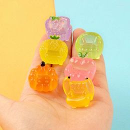 Decorative Figurines 10pcs Kawaii 3D Resin Luminous Fruit Sofa Diy Mini Figures Crafts Dollhouse Landscrape Miniatures Phone Case Jewelry