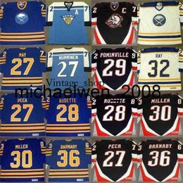 Vin Weng BRAD MAY MICHAEL PECA TEPPO NUMMINEN DONALD AUDETTE JASON POMINVILL RYAN MILLER ROB RAY MATTHEW BARNABY Hockey Jerseys