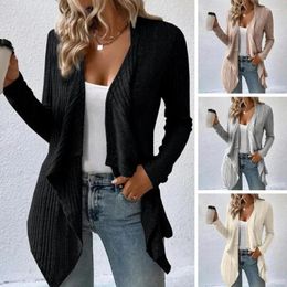 Women's Knits Lady Soft Cardigan Women Short Front Long Back Stylish Knitwear Solid Color Sweater For Casual