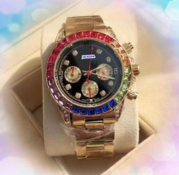 Popular Military Men Women Unisex Watches Business Leisure Stainless Steel Clock Quartz Automatic Day Date Colorful Diamonds Ring Watch Relogio Masculino Gifts