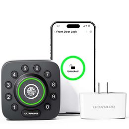 ULTRALOQ U-bolt Pro Lock+wifi Bridging, 7-in-1 Keyless Entry with Recognition, Application Remote Control, Recognition and Keyboard, Smart Latch, Fingerprint