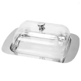 Plates Butter Box High Holder Stainless Steel Dish With Lid For Home Restaurant Use Bpa Free Storage Cake Serving