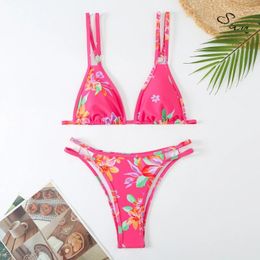 Women's Swimwear Bikinis Sexy Swimsuit Female Biquinis Bandage Beachwear Colours Flowers Print Bathing Suit Bikini Sets