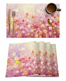 Table Mats 4/6 Pcs Spring Flowers Daisy Oil Painting Abstract Placemat Kitchen Home Decor Dining Coffee Mat