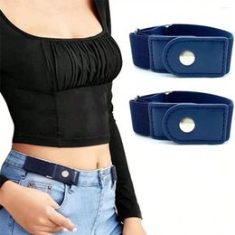 Belts 2pcs/set No Buckle Elastic Belt Invisible Adjustable Stretch Canvas Waist Women Men