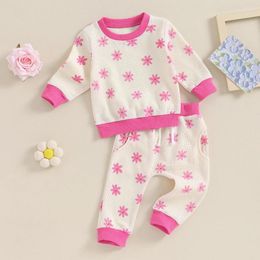 Clothing Sets Floral Print Baby Girls 2PCS Outfits Cute Casual Long Sleeve Spring Toddler Clothes Soft Sweatshirt With Sweatpants Kids Suit