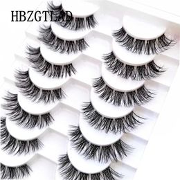 False Eyelashes 10 pairs of eyelashes 3D artificial mink skin transparent band false fluffy and soft comic Wispy natural eyelash extension makeup Q240510