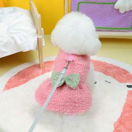 Dog Apparel Stylish Pet Clothing Dress Plush Cute Cat Princess For Indoor Outdoor Activities Bow Decoration