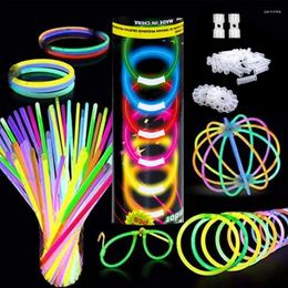 Party Decoration 200Pcs Glow In The Dark 100 Sticks Eye Glasses Kit-Bracelets Necklaces 12 Hours Pack 8 Inch For Home