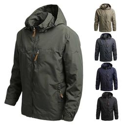Men's Casual Shirts Mens hooded raincoat winter waterproof skin tactical military jacket sports hiking windproof and sun proof clothing Q240510