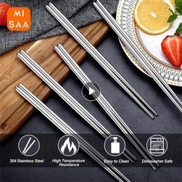 Chopsticks Metal Anti-slip Reusable Chinese Kitchen Bar Supplies Non-slip Insulation Stainless Steel Tableware