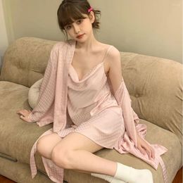 Home Clothing Sexy Women Twinset Robe Set Nightgown Chemise Nightdress V-Neck Sleepwear Loungewear Summer Bathrobe Gown Suit Homewear