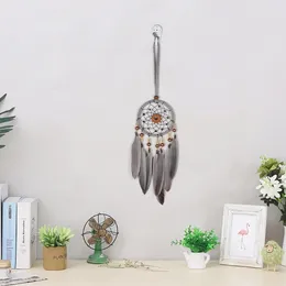 Decorative Figurines Dream Catcher Dangling Feather Tassel Bead Pendant Wall Hanging Woven For Bedroom Home Dorm Room Ornament