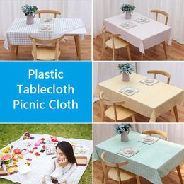 Table Cloth Rectangular Tablecloth Nordic Plaid Oilproof Waterproof Cover For Coffee Dining Tables PEVA Plastic Picnic