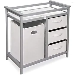 Laundry Bags Changing Table With Hamper 3 Storage Drawers And Pad - Cool Grayfreight Free Dirty Home Garden