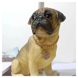 Dog Collars Hip Hop Dollar Sign Pendants Gold Chain Pet Necklace Jewellery Pets Accessories For Small Medium Dogs Po Props Supplies