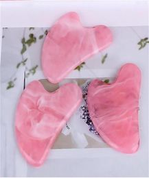 Love heart shape quality pink Rose Quartz pink Jade Guasha Board Natural Stone Scraper Chinese Gua Sha pad DHLa37 a063642638