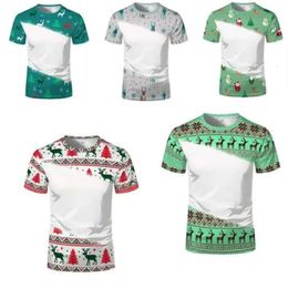 Tirada 100% de camiseta de Natal em branco sublimação poliéster branqueador unissex adultos crianças roupas de manga curta roupas de família 1016