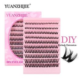 False Eyelashes YUANZHIJIE DIY cluster eyelashes reusable semi permanent 8-16 mixed length 0.07 thickness D curly natural eyelash extension Q240510