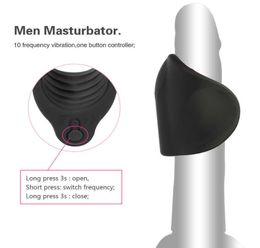 ss22 Sex toy massagers Men Penis Extend Vibration Trainer USB Charger Male Delay Training Glans Vibrator 10 Speed Sex Machine Adul7616253