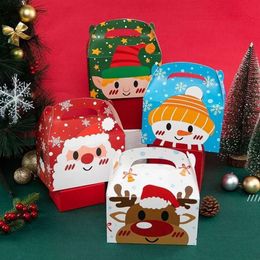 Paper Treat Christmas Muffin Foldable Cake Boxes Santa Claus Xmas New Year Gift Packaging Bag Party Favor Supplies 908