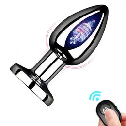 10 Modes Wireless Remote Control Metal Anal Butt Plug Vibrator For Women Men Masturbation Sex Toys 240507